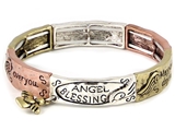 4031411 Angel Blessing Tri Tone Stretch Bracelet Heart Charm 1 Corinthians Sc...