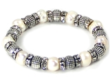 4031429 Beaded Fashion Stretch Bracelet Simulated Pearls & Rhinestones