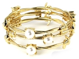 4031432 Set of 3 Twisted Barb Wire Bangle Bracelet Barbed Gold Tone Simulated...