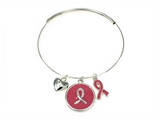 4031439 Breast Cancer Pink Ribbon Expandable Bangle Support Hope Research