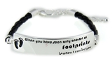 4031475 Footprints Poem Bracelet Combinination Bar & Faux Leather Braided