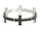 4031483 Repeating Houndstooth Cross Stretch Bracelet Christian Crosses Flanne...