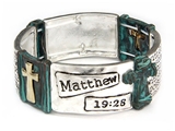 4031490 Matthew 19:26 Stretch Bracelet Cross Christian Scripture Verse With God