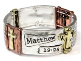 4031491 Matthew 19:26 Stretch Bracelet Cross Christian Scripture Verse With God