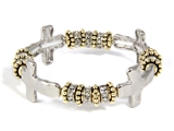 4031496 Repeating Crosses & Beaded Stretch Bracelet Christian Religous Inspir...