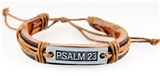 4031501 Psalm 23 Leather Bracelet Woven Tension Knot Prayer Scripture Verse