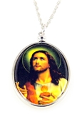 4031510 Jesus Pendant Necklace Sacred Heart Crucified Christ Bleeding Heart