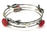 4031531 Breast Cancer 3 Piece Bangle Set Pink Ribbon Cancer Awareness Strength...