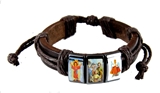 4031741 Old World Saints Leather Wrap Bracelet Icons Religious Images Adjutable Christian Catholic Style