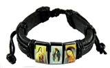 4031742 Old World Saints Leather Wrap Bracelet Icons Religious Images Adjutable Christian Catholic Style
