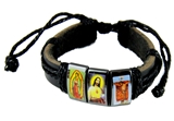 4031744 Old World Saints Leather Wrap Bracelet Icons Religious Images Adjutable Christian Catholic Style