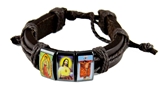 4031745 Jesus Lady of Quadalupe Leather Wrap Bracelet Icons Religious Images Adjutable Christian Catholic Style