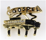 6030036 Gospel Lapel Pin Brooch Music Piano Southern Clef Note