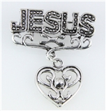 6030050 Jesus Heart Brooch Lapel Pin CZ Diamond Love Christian Religious