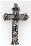 6030111 Beautiful Ornate Detailed Brushed Silver Cross Lapel Pin Brooch
