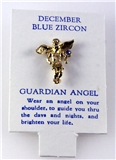 6030123 Guardian Angel Lapel Pin Tack Brooch December Blue Topaz Birthstone