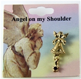 6030126 Guardian Angel Lapel Pin Tack Brooch Amber Topaz CZ Stone Birthstone