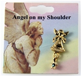 6030127 Guardian Angel Lapel Pin Tack Brooch Emerald Green CZ Stone Birthstone