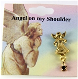 6030128 Guardian Angel Lapel Pin Tack Brooch Ruby Red CZ Stone Birthstone