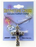 6030129 Christian Cross Necklace Two Tone Silver Gold Birthstone Austrian Cry...