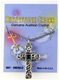 6030132 Christian Cross Necklace Two Tone Silver Gold Birthstone Austrian Cry...
