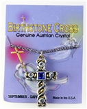 6030134 Christian Cross Necklace Two Tone Silver Gold Birthstone Austrian Cry...