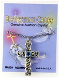 6030136 Christian Cross Necklace Two Tone Silver Gold Birthstone Austrian Cry...
