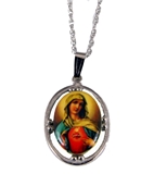 6030176 Blessed Virgin Bleeding Heart Necklace Catholic Icon Image 