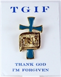 6030241 TGIF Thank God I'm Forgiven Lapel Pin Tie Tack Brooch Christian Jewelry