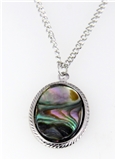 6030255 Abalone Shell Necklace Silver 16 Inch Chain