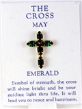 6030258 May Rhinestone Birthstone Cross Lapel Pin Christian Tie Tack Brooch