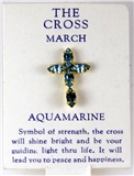 6030260 March Rhinestone Birthstone Cross Lapel Pin Christian Tie Tack Brooch