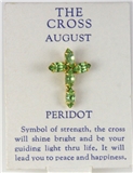6030265 August Rhinestone Birthstone Cross Lapel Pin Christian Tie Tack Brooch