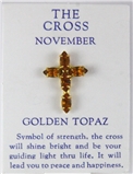 6030266 November Rhinestone Birthstone Cross Lapel Pin Christian Tie Tack Brooch