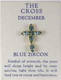 6030267 December Rhinestone Birthstone Cross Lapel Pin Christian Tie Tack Brooch