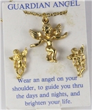 6030278 Guardian Angel Necklace & Earring Set Christian Religious Jewelry Sec...