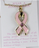 6030279 Breast Cancer Awareness Pink Ribbon Necklace Support Strength Hope