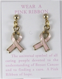 6030280 Breast Cancer Awareness Pink Ribbon Earrings Susan Komen Support Stre...