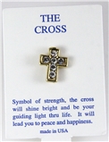 6030288 Christian Cross 14kt Gold Plated CZ Stone Lapel Pin Brooch Tie Tack M...