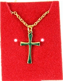 6030297 Cross Necklace Polished Gold Tone 18 Inch Matching Chain Christian Gi...