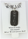 6030318WWJD Dog Tag Necklace Chain What Would Jesus Do W.W.J.D. Christian Jew...