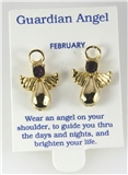 6030321 February Guardian Angel Birthstone Stud 14kt Gold Plated Earrings Chr...