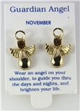 6030330 November Guardian Angel Birthstone Stud 14kt Gold Plated Earrings Chr...