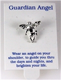 6030333 Guardian Angel Rhodium Silver Plated Lapel Pin Brooch Tie Tack Collar...