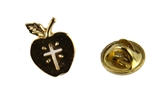 6030375 Apple Lapel Pin with Cross Christian Teacher Appreciation School Award