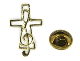 6030383 Music Note & Cross Lapel Pin Music Minister Volunteer Church Choir La...