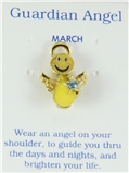 6030433 March Birthstone Smiley Face Angel Lapel Pin Brooch Tie Tack Be Happy...