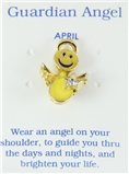 6030434 April Birthstone Smiley Face Angel Lapel Pin Brooch Tie Tack Be Happy...