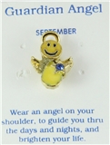 6030439 September Birthstone Smiley Face Angel Lapel Pin Brooch Tie Tack Be H...