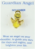 6030441 November Birthstone Smiley Face Angel Lapel Pin Brooch Tie Tack Be Ha...